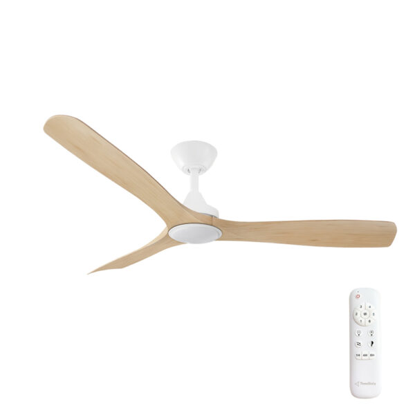 three-sixty-spitfire-dc-ceiling-fan-with-led-light-white-with-natural-blades-52 Three Sixty Spitfire DC Ceiling Fan with LED Light - 52" (White with Natural Blades) - Image 1