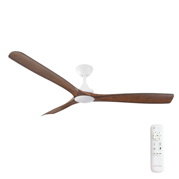 360fans Spitfire DC 60- Matte White(M)- Koa(B) LED light Three Sixty Spitfire DC - 60'' (152cm) - Matte White (M) - Koa (B) - CCT LED - *TWO BOXES* - Image 1