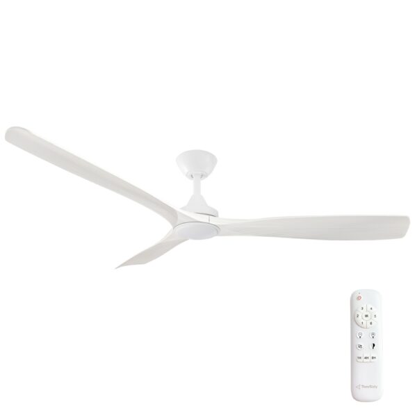 Three Sixty Spitfire DC Ceiling Fan with LED Light - 60" (White with White Wash Blades) - Image 1
