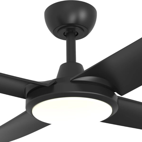 Three Sixty FlatJET 4 Blades DC Ceiling Fan with LED Light in Black 52" Motor