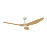 Domus Strike DC Ceiling Fan in 60-inch White with Oak Colour