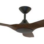 Domus Strike DC Ceiling Fan in 48-inch Black with Walnut Colour Motor