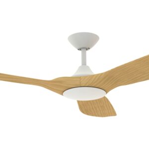 Domus Strike DC Ceiling Fan in 60-inch White with Oak Colour Motor