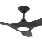 Domus Strike DC Ceiling Fan with LED Light in 48-inch Black Motor