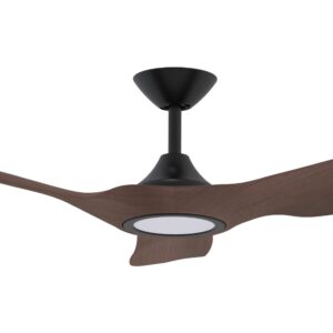 Domus Strike DC Ceiling Fan with LED Light in 60-inch Black with Walnut Motor