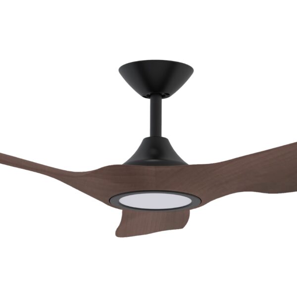 Domus Strike DC Ceiling Fan with LED Light in 60-inch Black with Walnut Motor