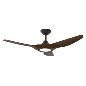 Domus Strike DC Ceiling Fan with LED Light in 48-inch Black with Walnut