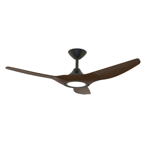 domus-strike-led-48-black-with-koa-blades-without-remote Domus Strike DC Ceiling Fan with LED Light in 48-inch Black with Walnut