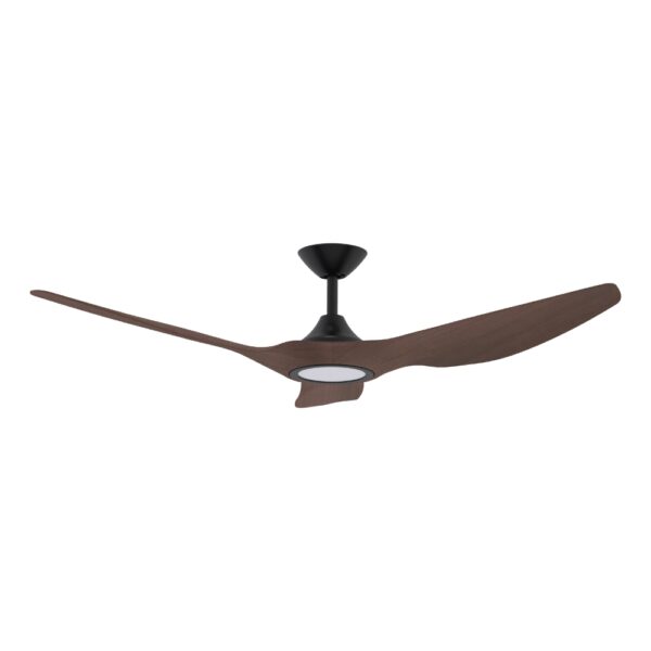 Domus Strike DC Ceiling Fan with LED Light in 60-inch Black with Walnut