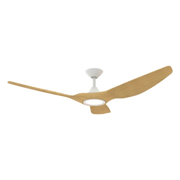 domus-strike-led-60-white-with-natural-blades-without-remote Domus Strike DC Ceiling Fan with LED Light in 60-inch White with Oak