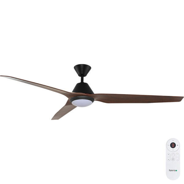 Fanco Infinity-ID DC Ceiling Fan with LED Light Black Motor with Spotted Gum Blades