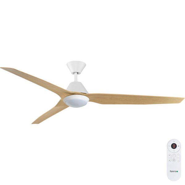 Fanco Infinity-ID DC Ceiling Fan 64-inch with LED Light White Motor with Beechwood Blades