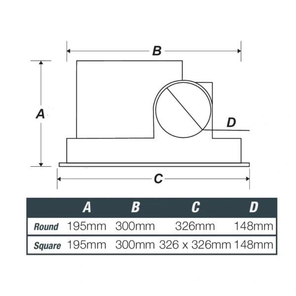 Ventair Airbus EC 500 Square Ceiling Exhaust Fan with Wall Control - White - Image 4