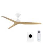 Fanco Infinity-iD DC Ceiling Fan with Wall Control & Remote/SMART - 54" (White with Beechwood Blades)