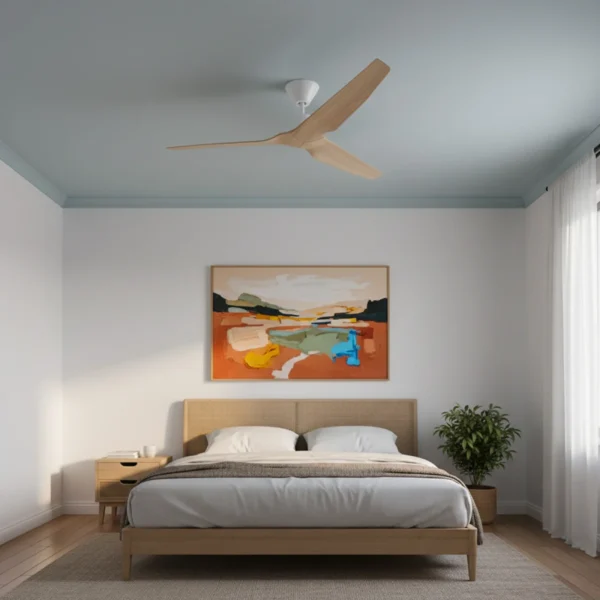 fanco-infinity-id-v3-dc-54-inch-white-with-beechwood-blades-no-light-in-bedroom-insitu