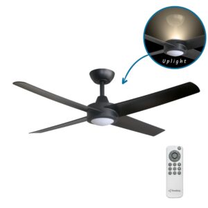Three Sixty Ambience Uplight DC Ceiling Fan with LED Light - 48" (Black)