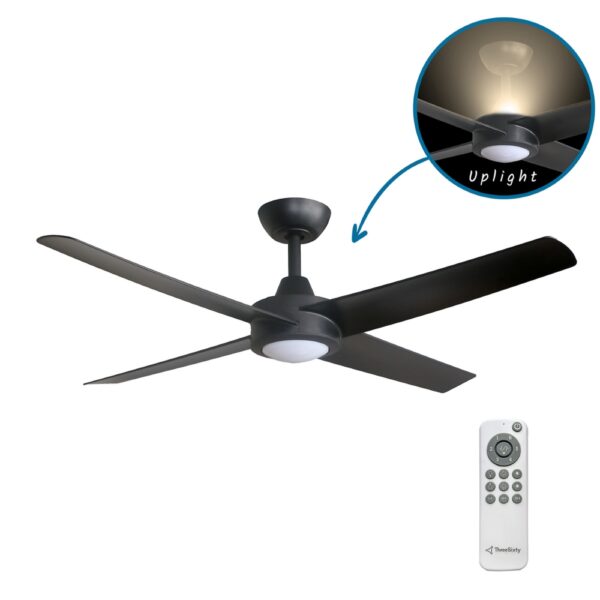 threesixty-ambience-48-with-remote-led-uplight-black Three Sixty Ambience Uplight DC Ceiling Fan with LED Light - 48" (Black)