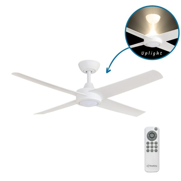 Three Sixty Ambience Uplight DC Ceiling Fan with LED Light - 48" (White)