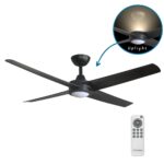 Three Sixty Ambience Uplight DC Ceiling Fan with LED Light - 52" (Black)