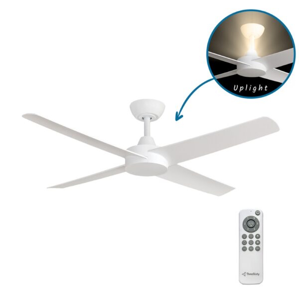 Three Sixty Ambience Uplight DC Ceiling Fan - 52" (White)