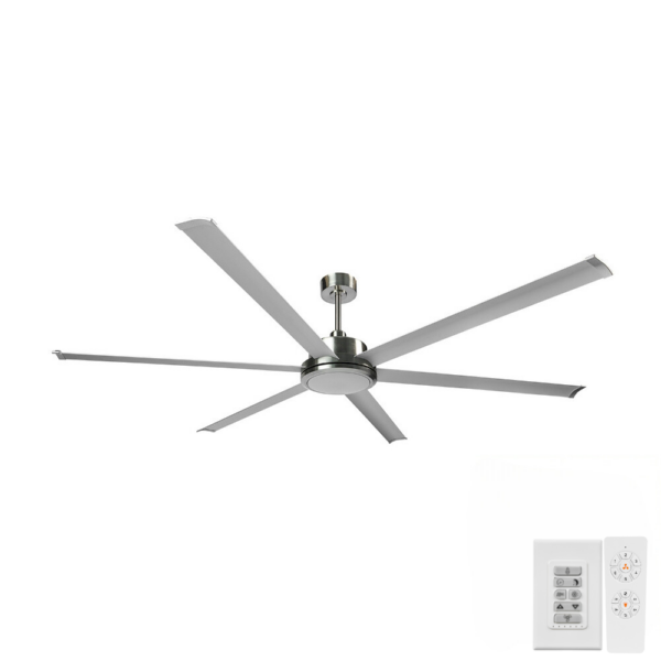 Brilliant Colossus DC 84 inch Ceiling Fan with LED Light in Satin Nickel with Remote and Wall Control