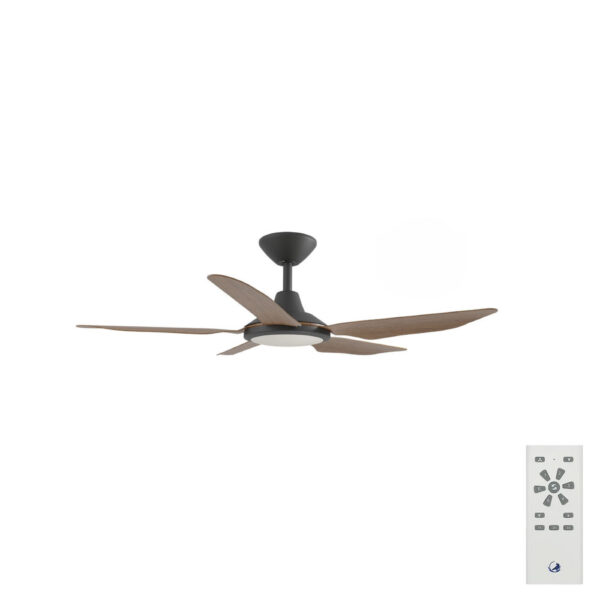 calibo-storm-dc-42-black-and-koa-with-light-and-remote Calibo Storm DC Ceiling Fan with LED Light - 42" (Black with Koa Blades) - Image 1