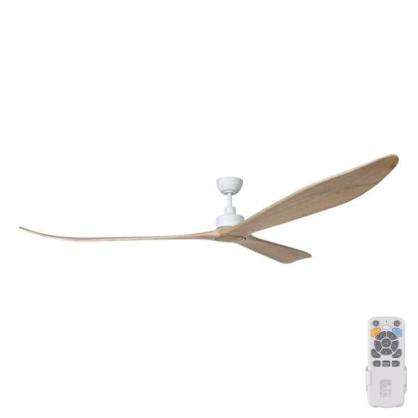 Eglo Currumbin DC Ceiling Fan - 100" (White with Natural Blades) - Image 1