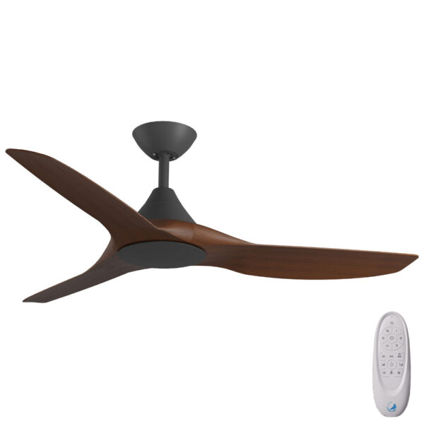 calibo-black-koa-48-no-light-remote Calibo CloudFan SMART DC Ceiling Fan - 48" (Black with Koa Blades) - Image 1