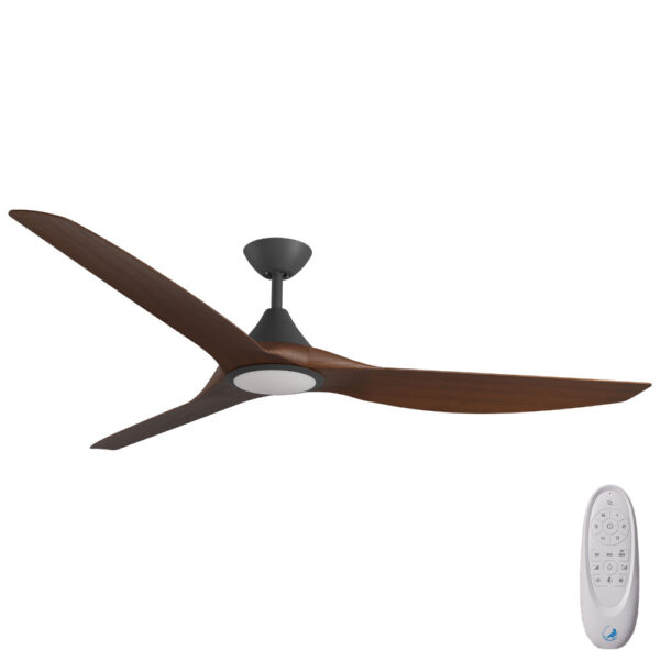 calibo-black-koa-52-with-light-remote Calibo CloudFan SMART DC Ceiling Fan with LED Light - 52" (Black with Koa Blades) - Image 1