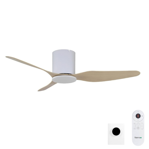 Fanco Studio SMART DC Ceiling Fan with Remote and Wall Control - 48" (White with Beechwood Blades) - Image 1