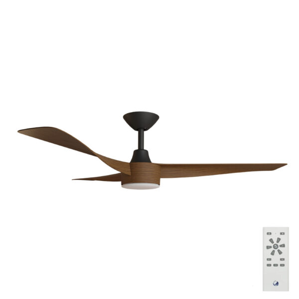 Calibo Turaco DC Ceiling Fan with LED Light - 52" (Black with Koa Blades) - Image 1
