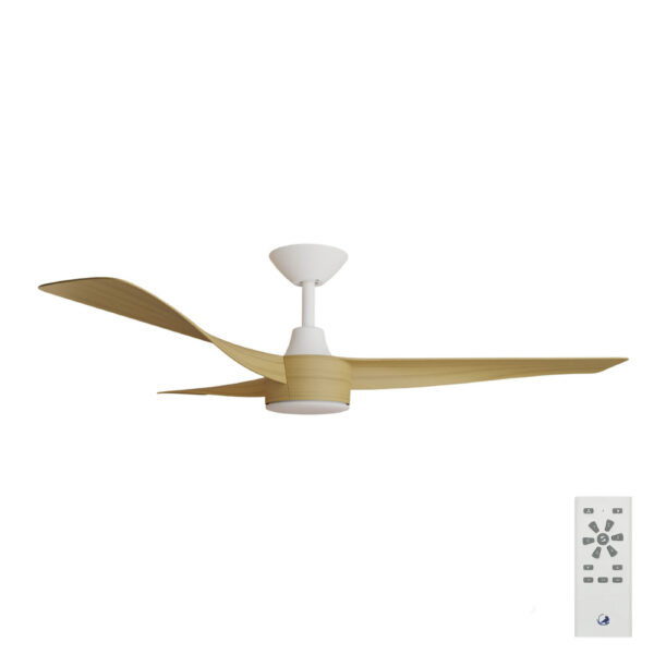 Calibo Turaco DC Ceiling Fan with LED Light - 52" (White with Bamboo Blades) - Image 1