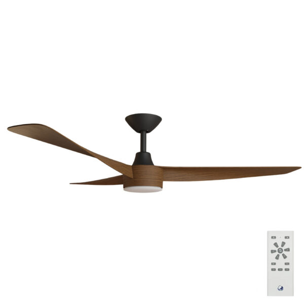 Calibo Turaco DC Ceiling Fan with LED Light - 56" (Black with Koa Blades) - Image 1
