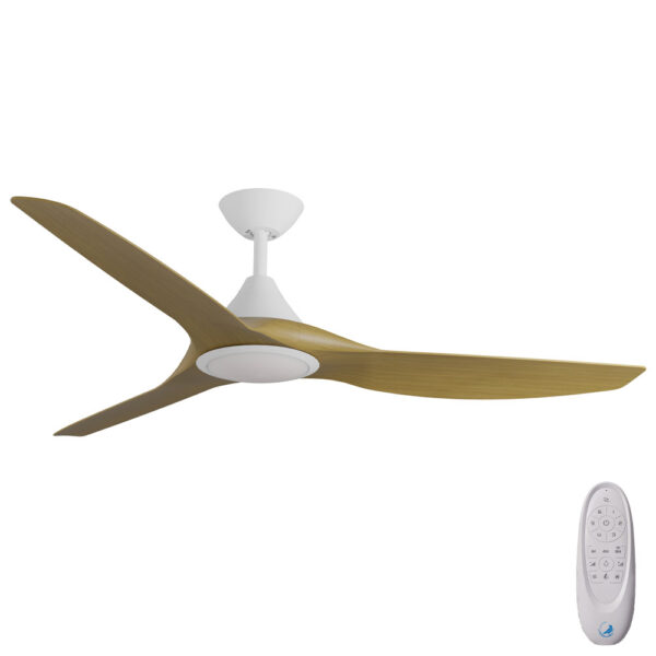Calibo CloudFan SMART DC Ceiling Fan with LED Light - 60" (White with Teak Blades) - Image 1