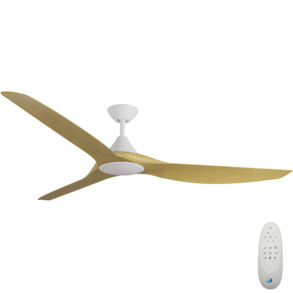 calibo-cloudfan-72-wh-bamboo Calibo CloudFan SMART DC Ceiling Fan with LED Light - 72" (White with Bamboo Blades) - Image 1
