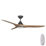 Calibo CloudFan SMART DC Ceiling Fan with LED Light - 52" (Black with Teak Blades)