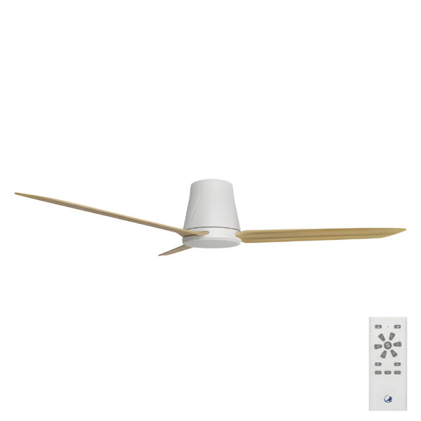 calibo-profile-dc-low-profile-ceiling-fan-50-white-bamboo-remote Airborne Profile DC Ceiling Fan - 50" (White with Bamboo Blades) - Image 1