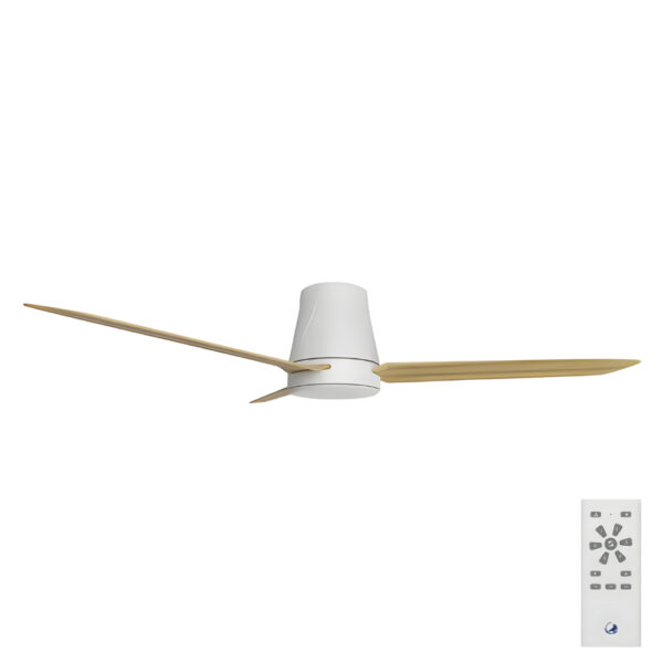 Airborne Profile DC Ceiling Fan with LED Light - 50" (White with Bamboo Blades) - Image 1