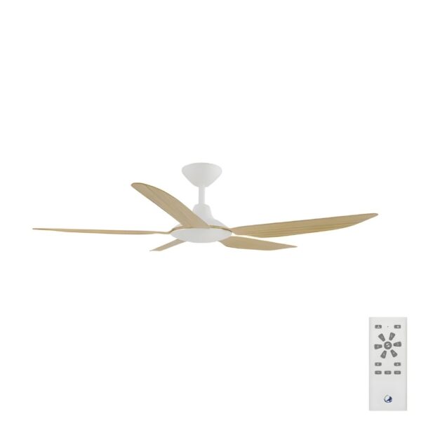 Calibo Storm DC Ceiling Fan - 48" (White with Bamboo Blades) - Image 1
