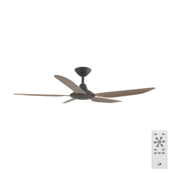 Calibo Storm DC Ceiling Fan - 52" (Black with Koa Blades) - Image 1