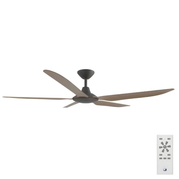Calibo Storm DC Ceiling Fan - 56" (Black with Koa Blades) - Image 1
