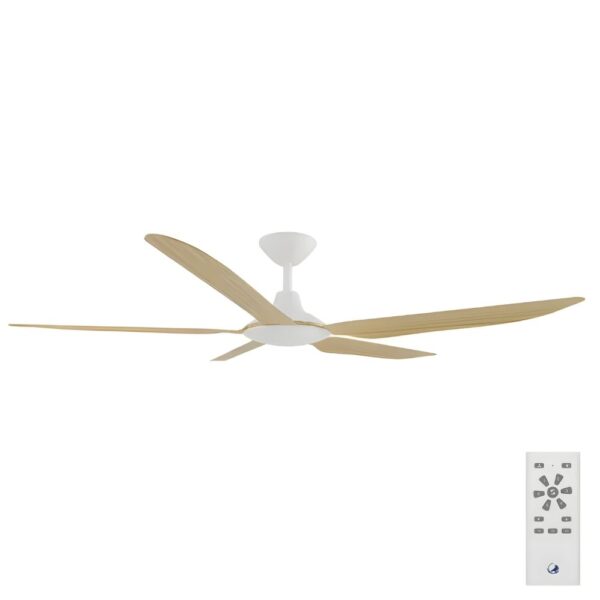 Calibo Storm DC Ceiling Fan - 56" (White with Bamboo Blades) - Image 1