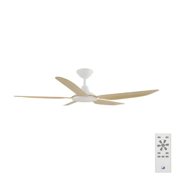 Calibo Storm DC Ceiling Fan with LED Light - 48" (White with Bamboo Blades) - Image 1