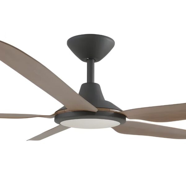 Calibo Storm DC Ceiling Fan with LED Light - 56" (Black with Koa Blades) - Image 2