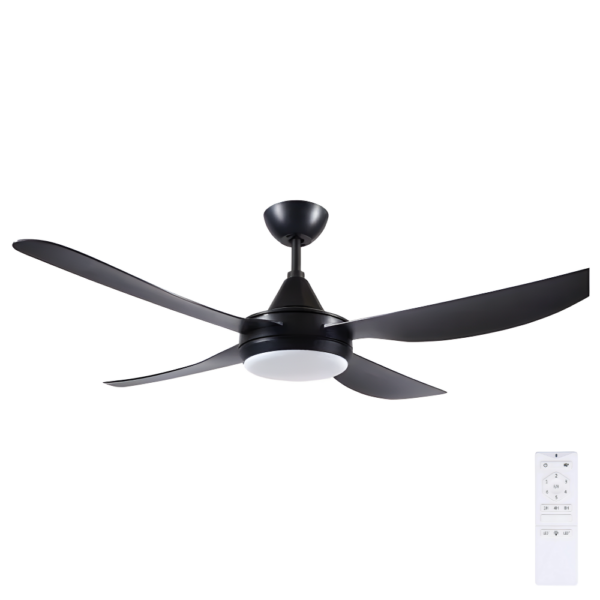 Brilliant Vector DC Ceiling Fan with LED Light - 52" (Black) - Image 1