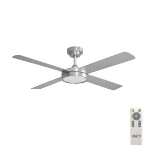 Hunter Pacific Pinnacle DC Ceiling Fan with LED Light, Remote Control - 52" (Brushed Aluminium with Silver Blades) - main