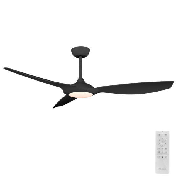 Claro Glider DC Ceiling Fan with LED Light - 60" (Black)