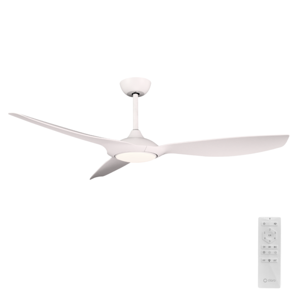 Claro Glider DC Ceiling Fan with LED Light - 60" (White)