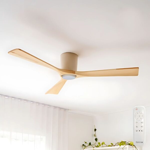 EarthFirst Gaia DC Ceiling Fan with Dimmable LED Light - 54 Fanco EarthFirst Gaia DC Ceiling Fan with LED Light - 54" (Ecru with Natural Timber Blades) - Image 1