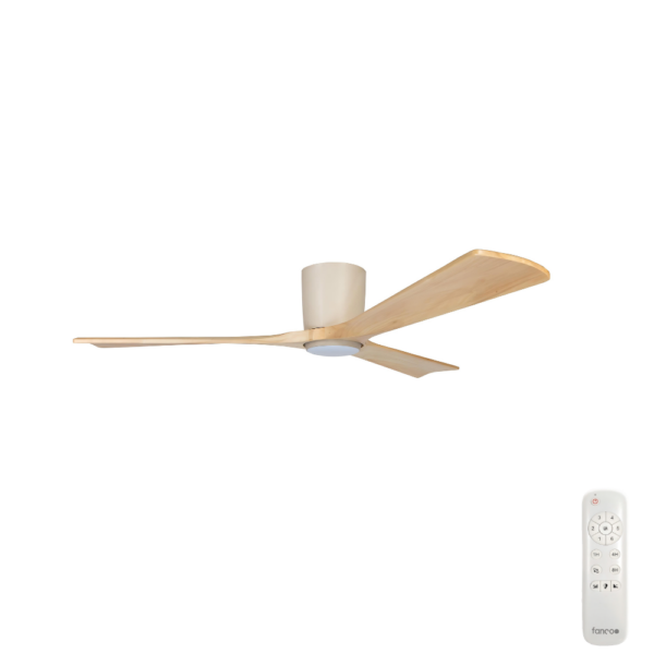 Fanco EarthFirst Gaia DC Ceiling Fan with LED Light - 54" (Ecru with Natural Timber Blades) - Image 4